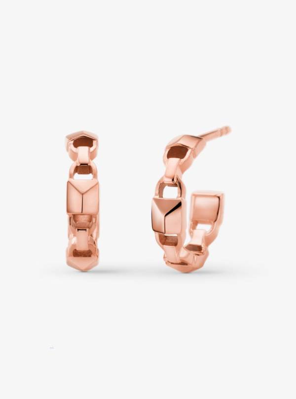 Damske Nausnice Michael Kors Precious Metal-Plated Sterling Silver Mercer Link Mini Hoops Ruzove Zlate - Šperky Michael Kors Slevy | VXOCB-8740